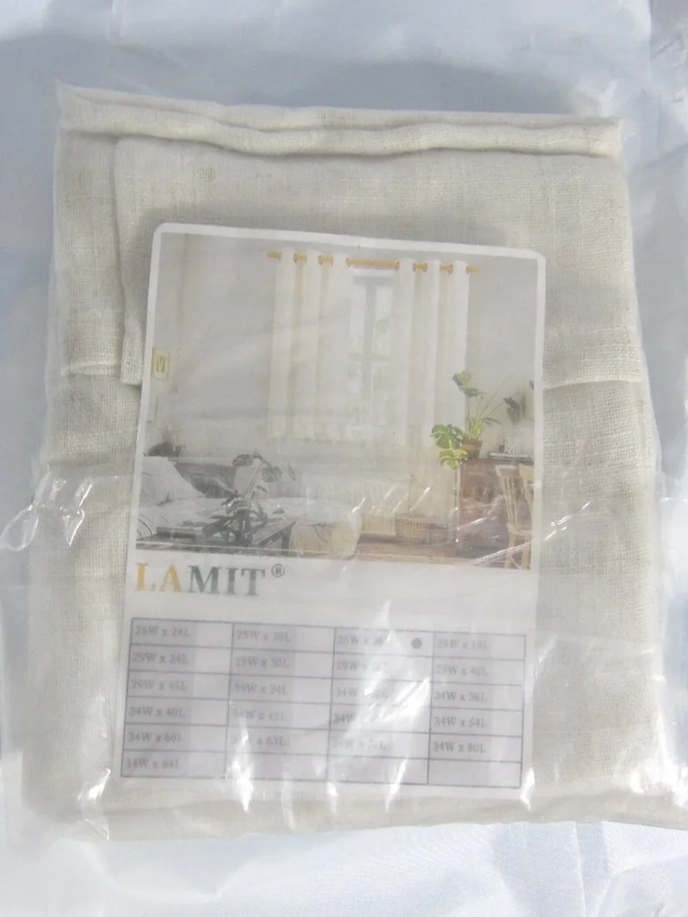 LAMIT Small Window Curtains - Beige 25W - 26L New in Package